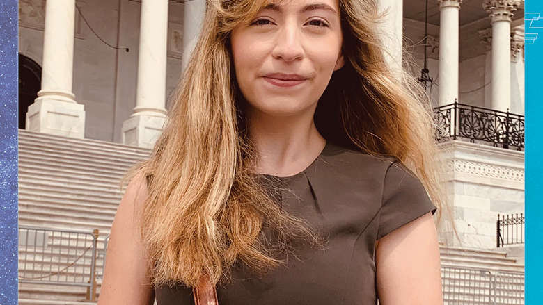 A photo of intern Corrine ellis on the Capitol steps.