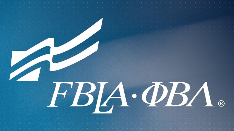Blue rectangle with FBLA-PBL logo in white