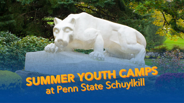 An image of the lion shrine with "Summer Youth Camps" text