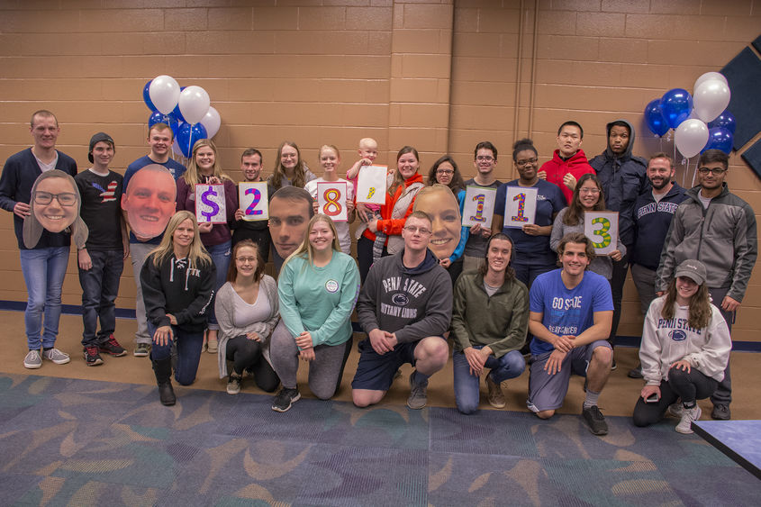 Schuylkill Benefitting THON students reveal their total raised to battle pediatric cancer from 2017-18.