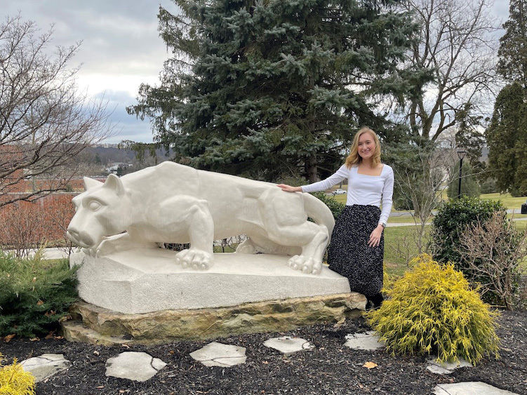 Outdoor photograph of Tara Laubenstine at the Lion Shrine