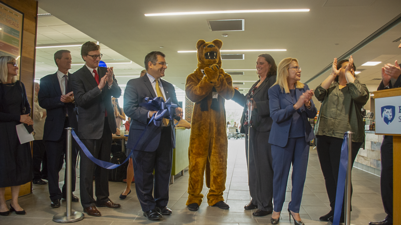 Key players in Penn State Schuylkill's Student Community Center renovation and expansion cut the ribbon on the project