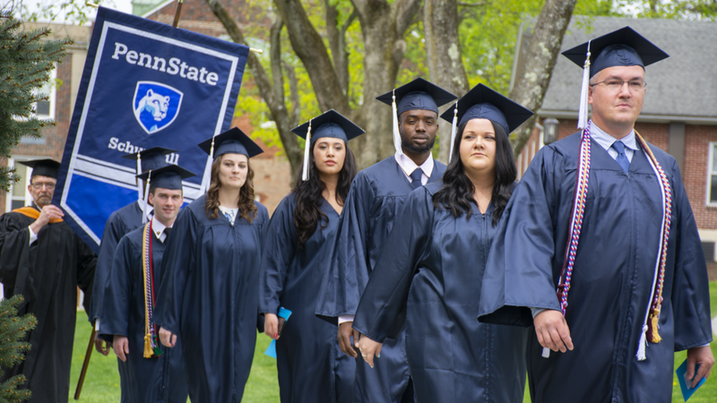 Students process at the 2018 Spring Commencement Ceremony at Penn State Schuylkill