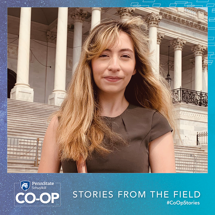 A photo of intern Corrine ellis on the Capitol steps.