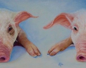 Painting of pigs