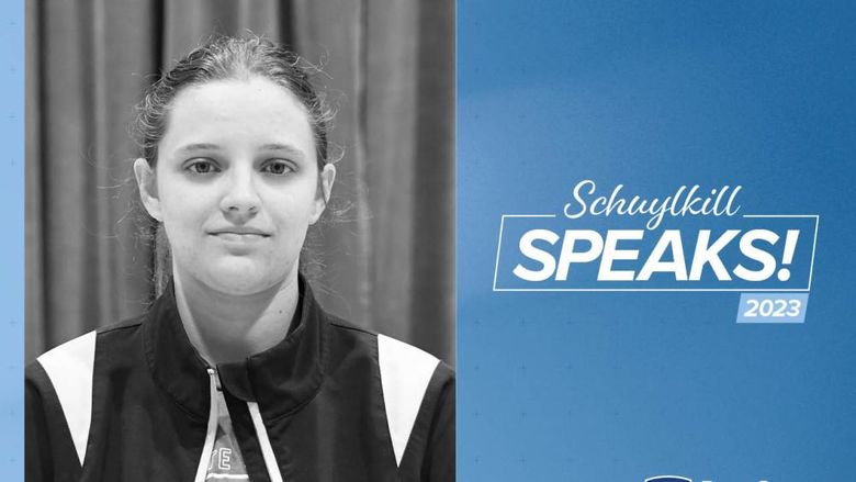 Graphic of Schuylkill Speaks! featuring Caitlyn Goggin