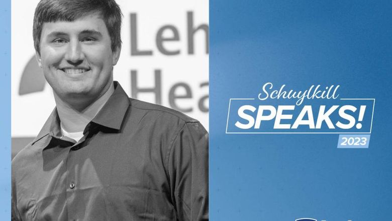 Graphic of Schuylkill Speaks! featuring Jake Leininger