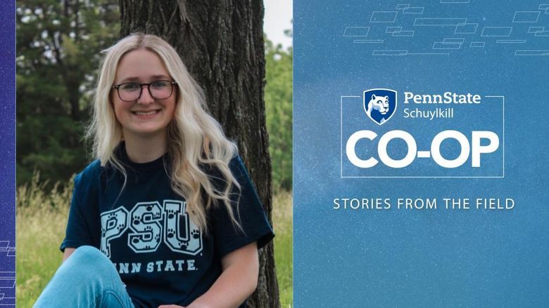 Graphic of Co-Op: Stories from the Field featuring female student Tori Schnovel