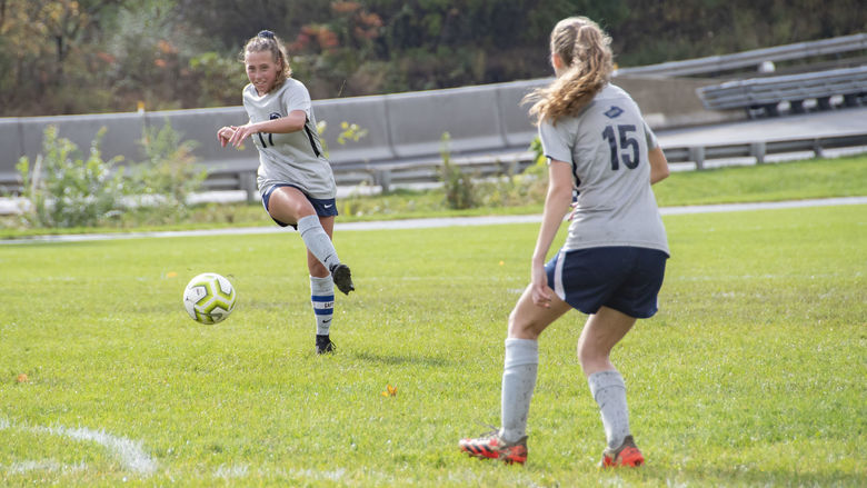 Girls playing soccer