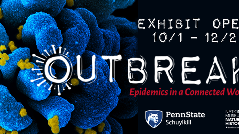 Smithsonian Natural History Museum "Outbreak" exhibit logo and virus.