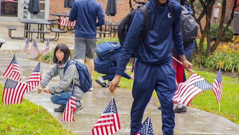 Students plant flags