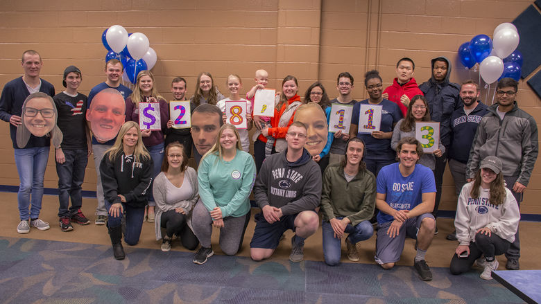 Schuylkill Benefitting THON students reveal their total raised to battle pediatric cancer from 2017-18.
