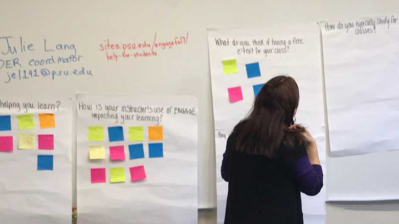 Julie writes on whiteboard