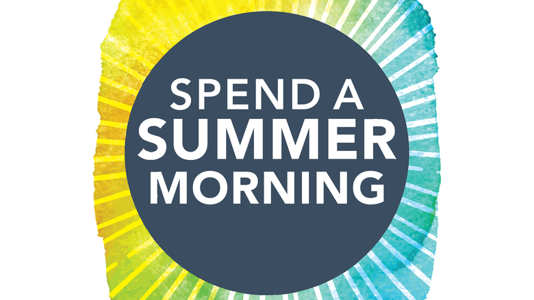 Spend a Summer Morning text over watercolor splash