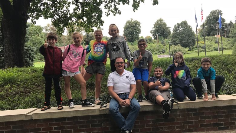 Radiologic Science program coordinator Tom Sandridge poses with STEM Saturday students