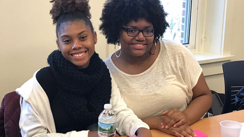 Students smile for camera