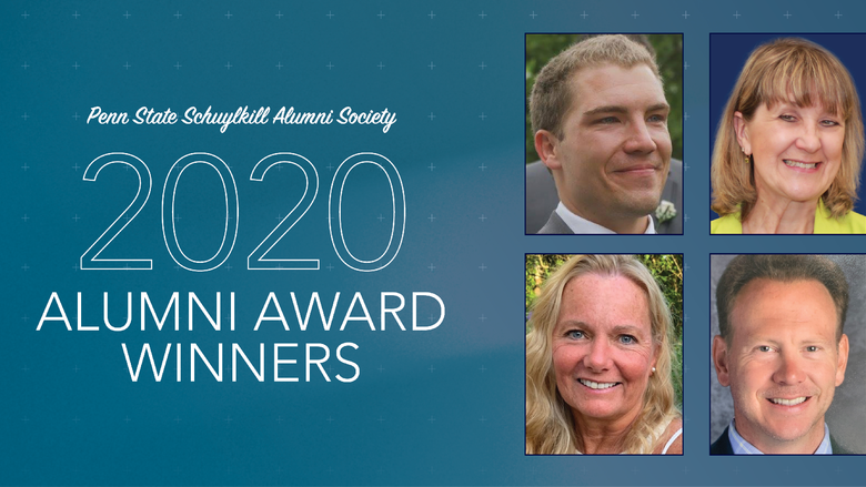 A graphic image for Alumni Awards featuring the headshots of the winners in a grid.