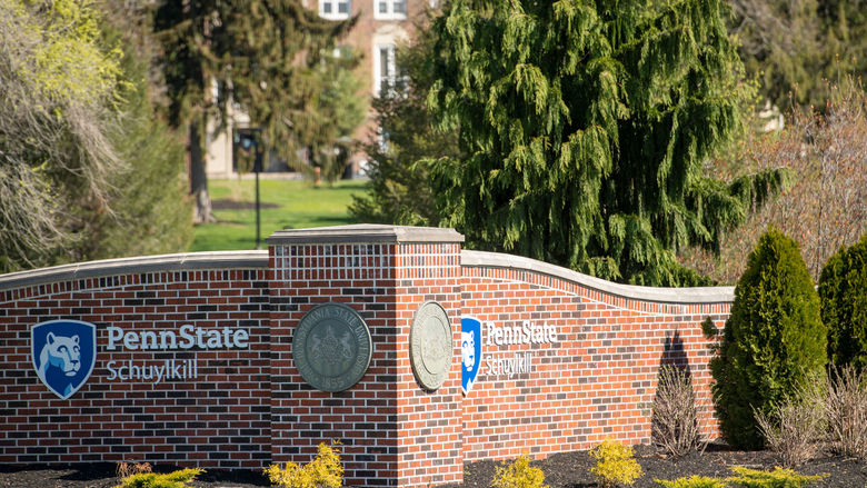 Outdoor photograph of the entrance to Penn State Schuylkill