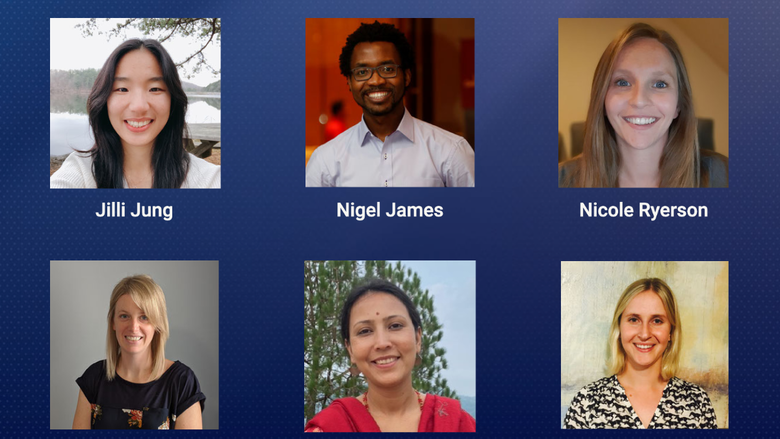 photos of Jilli Jung, Nigel James, Nicole Ryerson, Jessica Saafield, Joshi Supriya, and Katja Waldron