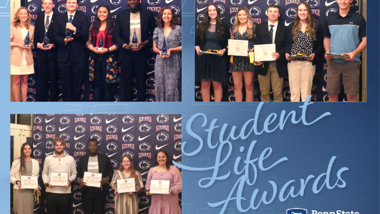3 images showing groups of students with their awards.