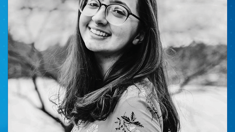 Schuylkill Speaks graphic with black and white photo of student, Bethany Haag