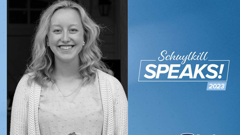 Graphic of Schuylkill Speaks! featuring Dominique Hughes