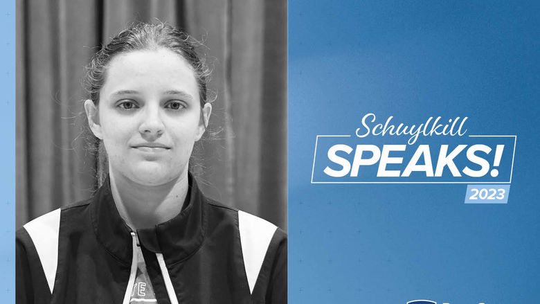 Graphic of Schuylkill Speaks! featuring Caitlyn Goggin