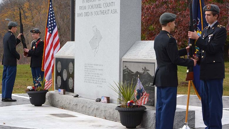 Students from Pine Grove Area High School ROTC present colors