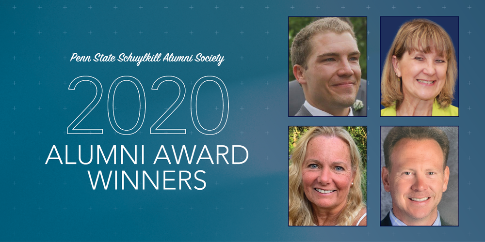 A graphic image for Alumni Awards featuring the headshots of the winners in a grid.