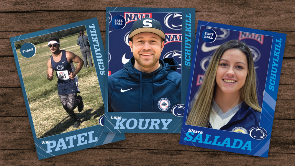 Penn State Schuylkill athletes depicted in baseball trading cards
