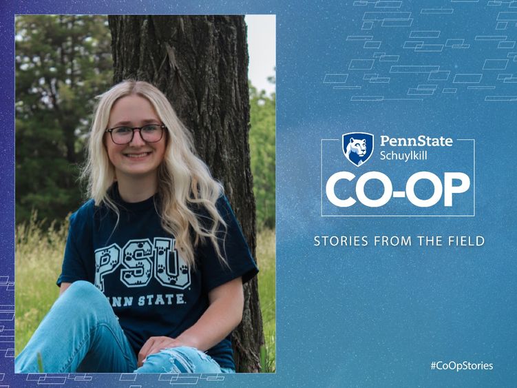 Graphic of Co-Op: Stories from the Field featuring female student Tori Schnovel