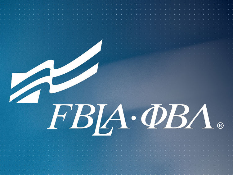 Blue rectangle with FBLA-PBL logo in white