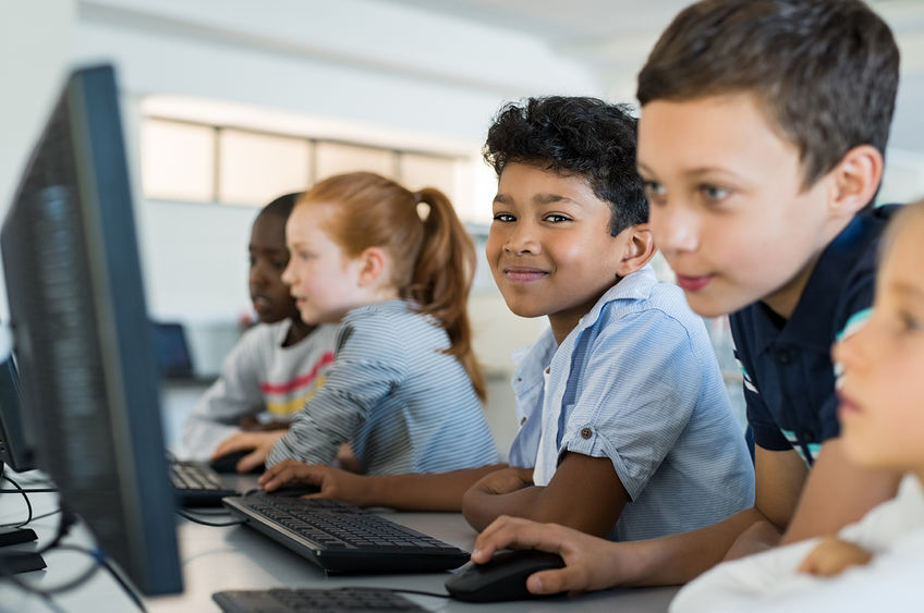 Children at a computer