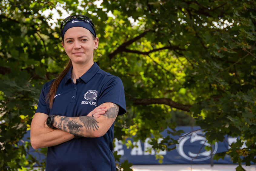 An image of Kate Fullerton with Schuylkill outdoor athletic courts in the background