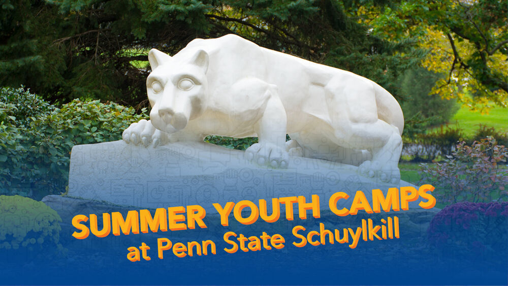 An image of the lion shrine with "Summer Youth Camps" text