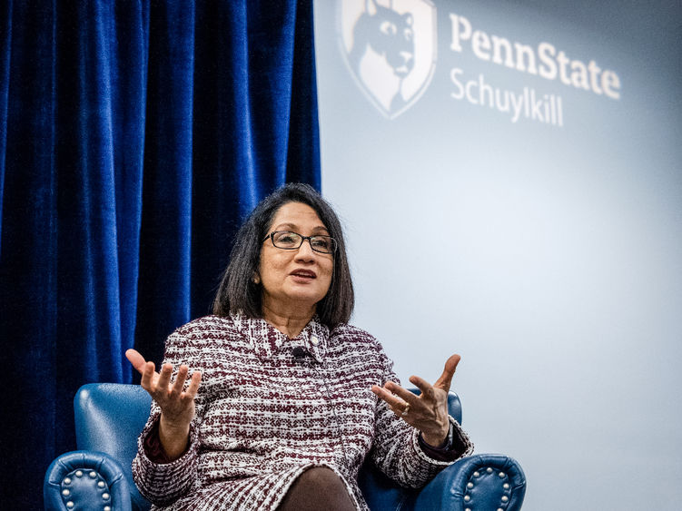 President Bendapudi speaks at the 2023 Schuylkill Business Executive Forum