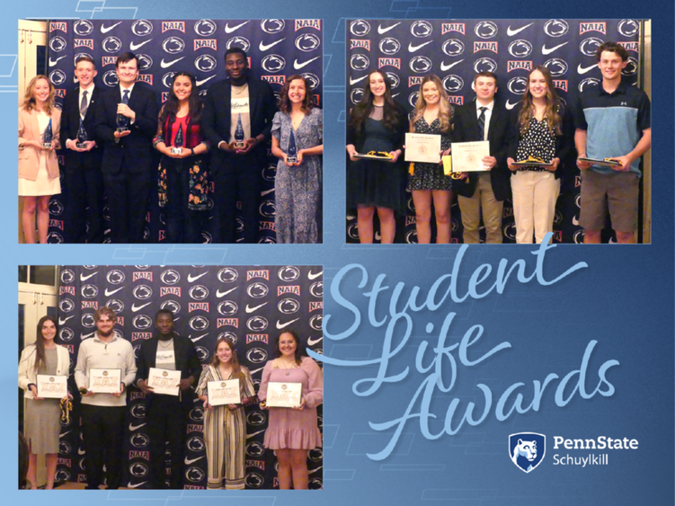 3 images showing groups of students with their awards.